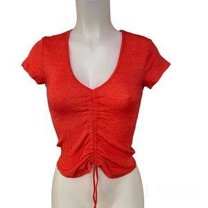 Michael Stars *vintage 90’s” red one size shimmer v neck